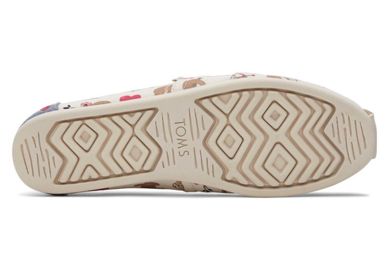 Espadryle Damskie Toms Sloths and Hearts Beżowe | 0942HBJXK