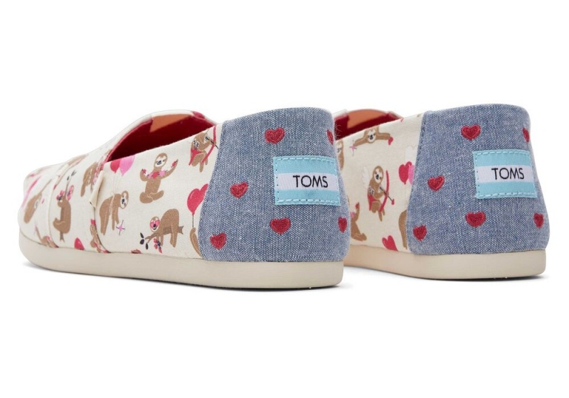 Espadryle Damskie Toms Sloths and Hearts Beżowe | 0942HBJXK