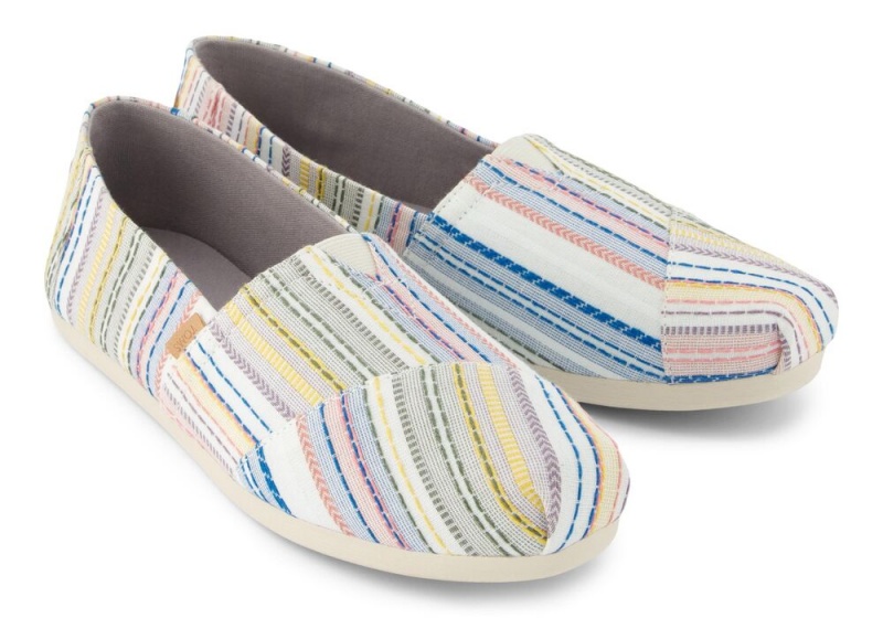 Espadryle Damskie Toms Stitched Stripes Szare | 1795WKPSH