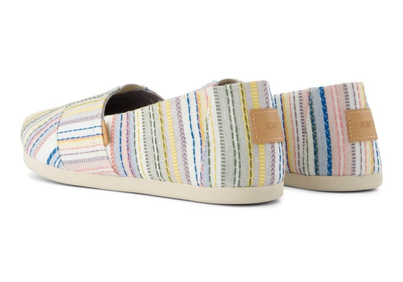 Espadryle Damskie Toms Stitched Stripes Szare | 1795WKPSH