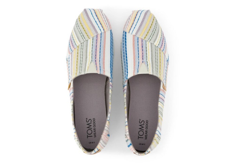 Espadryle Damskie Toms Stitched Stripes Szare | 1795WKPSH