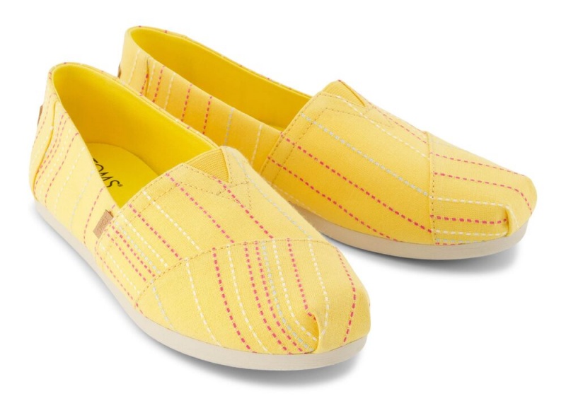 Espadryle Damskie Toms Stitched Stripes Żółte | 7094CIAER