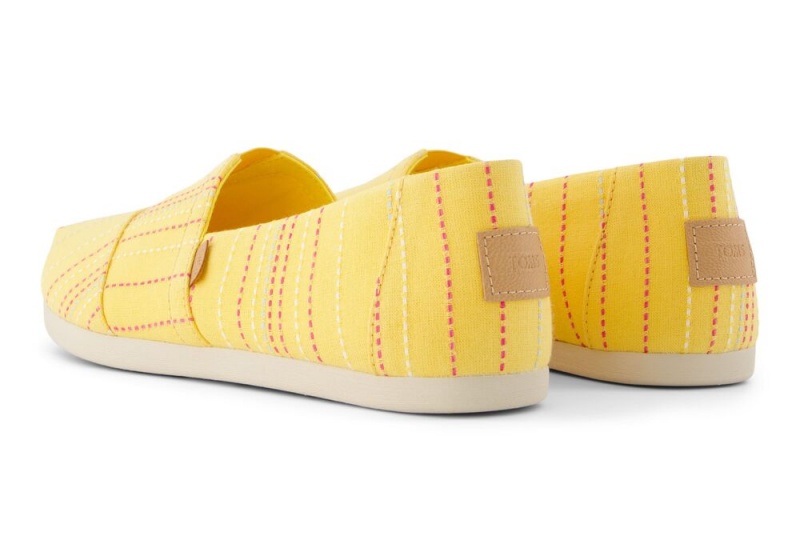 Espadryle Damskie Toms Stitched Stripes Żółte | 7094CIAER