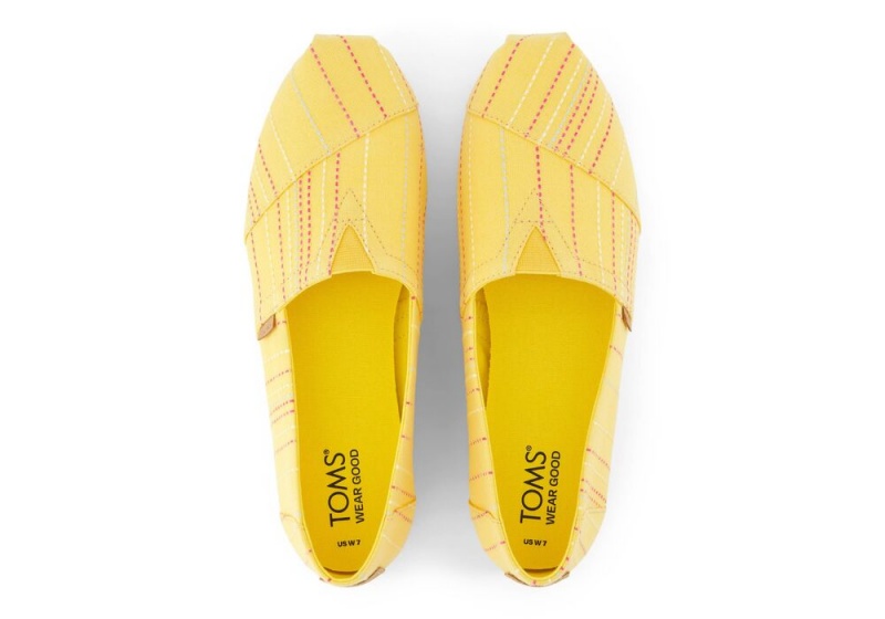 Espadryle Damskie Toms Stitched Stripes Żółte | 7094CIAER