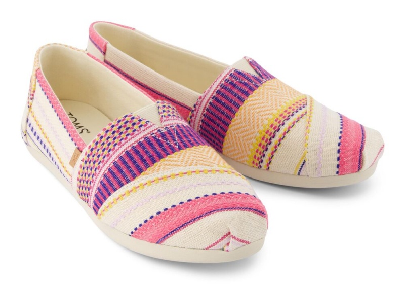 Espadryle Damskie Toms Sunset Woven Stripes Fuksja | 3894YZXWA