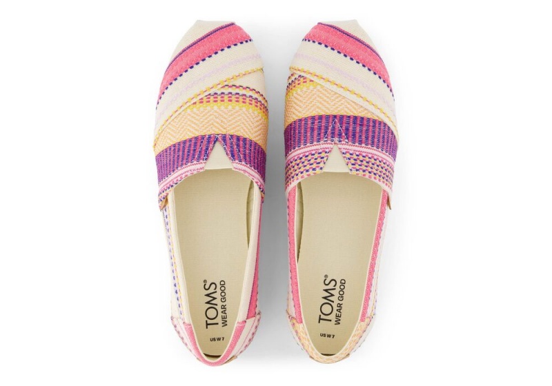 Espadryle Damskie Toms Sunset Woven Stripes Fuksja | 3894YZXWA