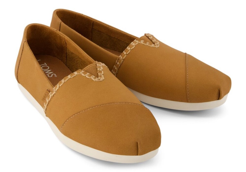 Espadryle Damskie Toms Tan Skórzane Brązowe | 0471BYKHA