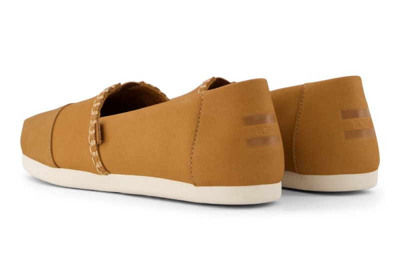 Espadryle Damskie Toms Tan Skórzane Brązowe | 0471BYKHA