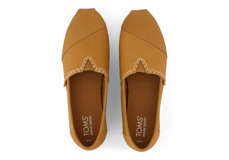 Espadryle Damskie Toms Tan Skórzane Brązowe | 0471BYKHA