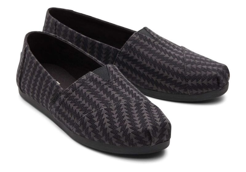 Espadryle Damskie Toms Triangle Woven Czarne | 7362DEIJW