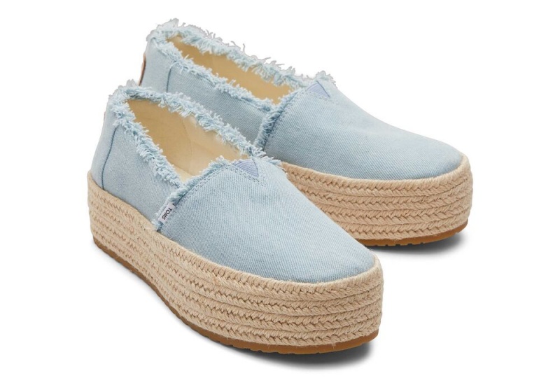 Espadryle Damskie Toms Valencia Denim Platformie Niebieskie | 8760IKODU