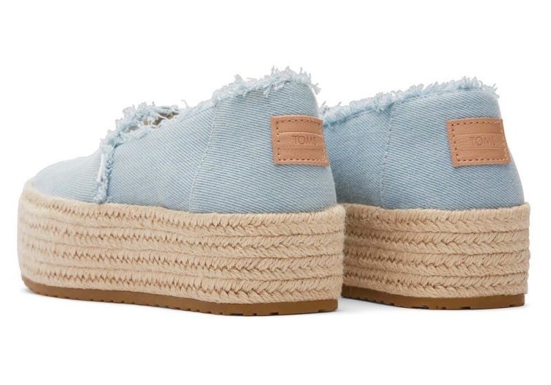 Espadryle Damskie Toms Valencia Denim Platformie Niebieskie | 8760IKODU