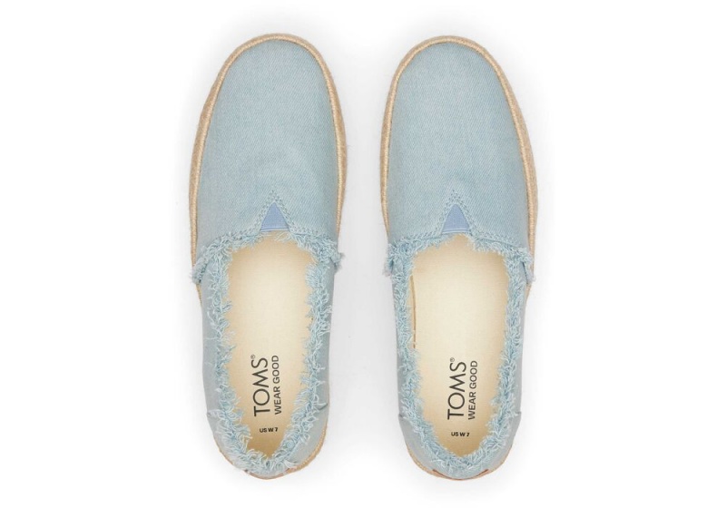 Espadryle Damskie Toms Valencia Denim Platformie Niebieskie | 8760IKODU