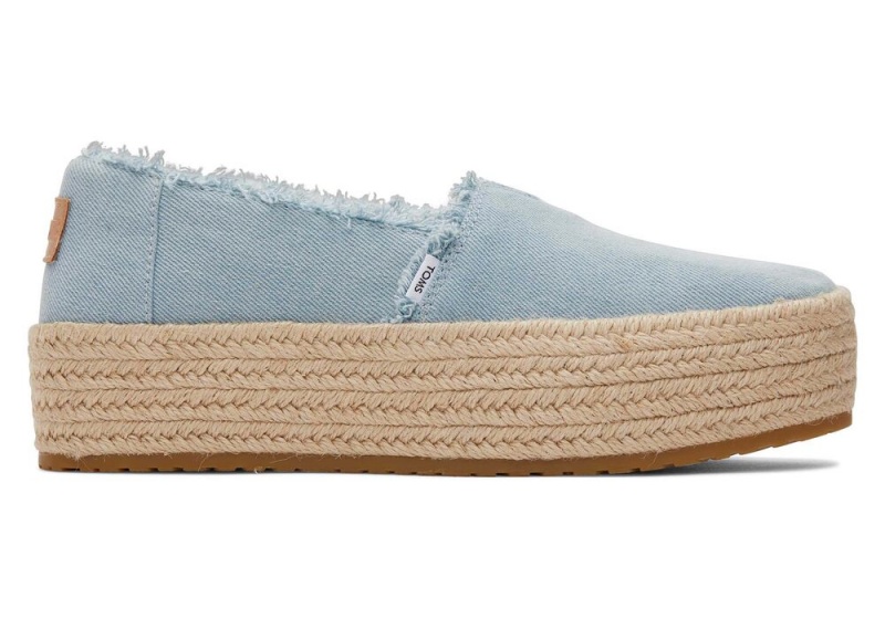 Espadryle Damskie Toms Valencia Denim Platformie Niebieskie | 8760IKODU