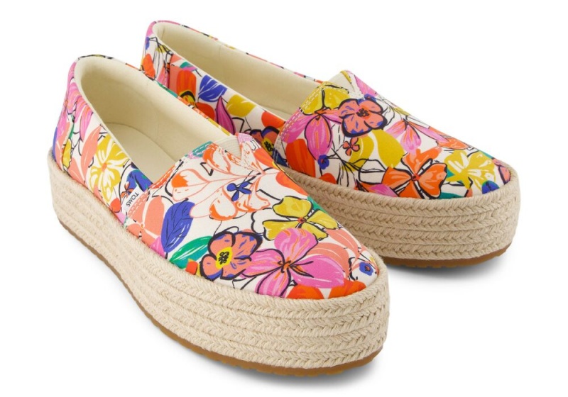 Espadryle Damskie Toms Valencia Painted Floral Platformie Kwiaty | 7620COEUF