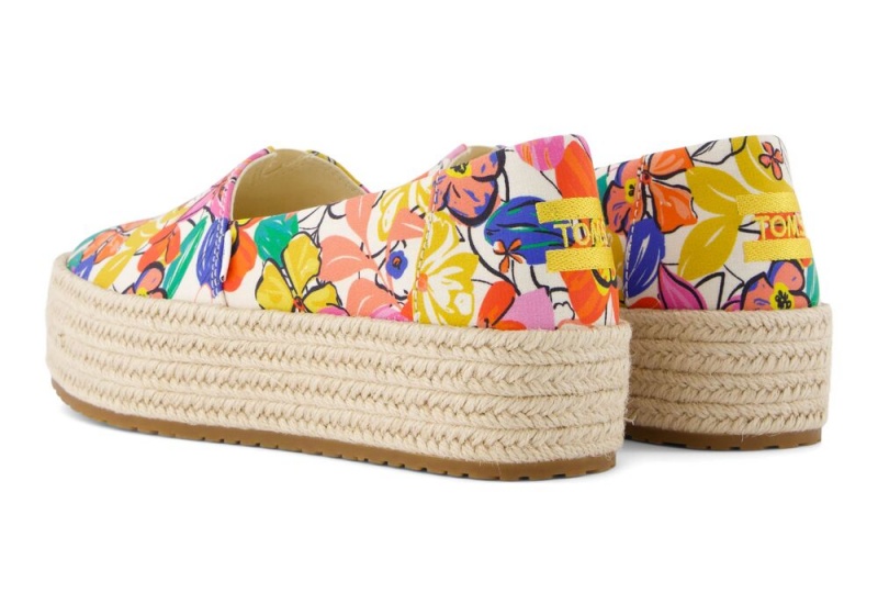 Espadryle Damskie Toms Valencia Painted Floral Platformie Kwiaty | 7620COEUF