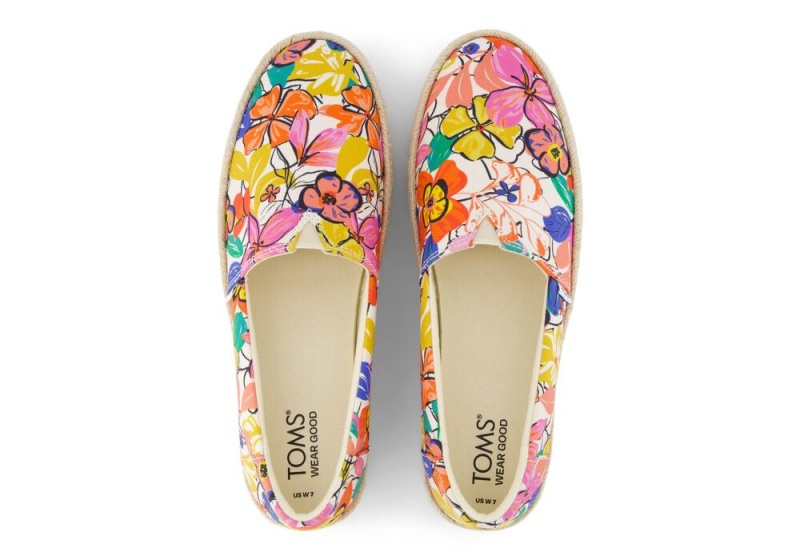 Espadryle Damskie Toms Valencia Painted Floral Platformie Kwiaty | 7620COEUF