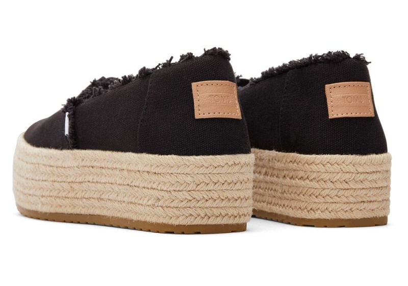 Espadryle Damskie Toms Valencia Płócienne Platformie Czarne | 5732UAKYH