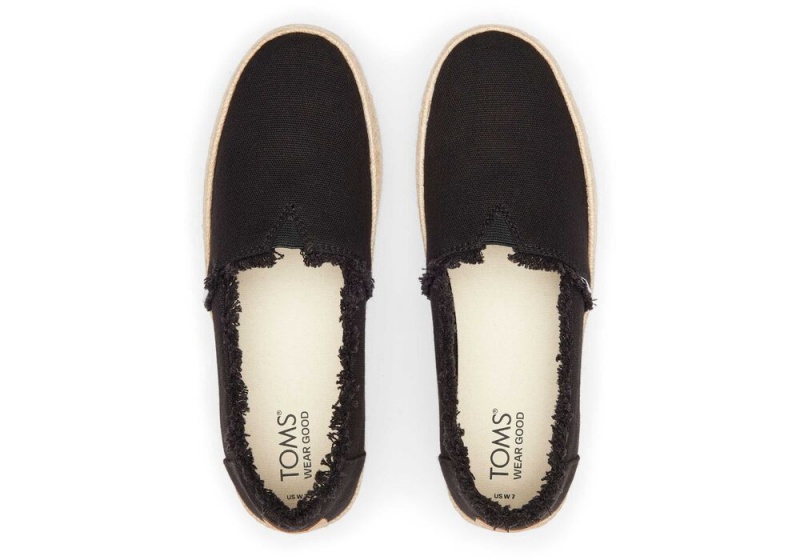 Espadryle Damskie Toms Valencia Płócienne Platformie Czarne | 5732UAKYH