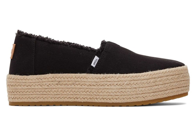 Espadryle Damskie Toms Valencia Płócienne Platformie Czarne | 5732UAKYH