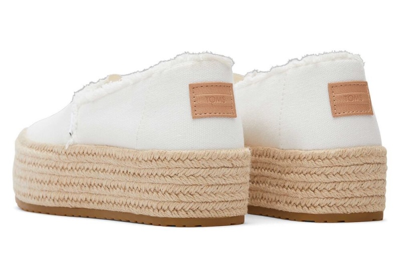 Espadryle Damskie Toms Valencia Płócienne Platformie Białe | 0623BRPZY