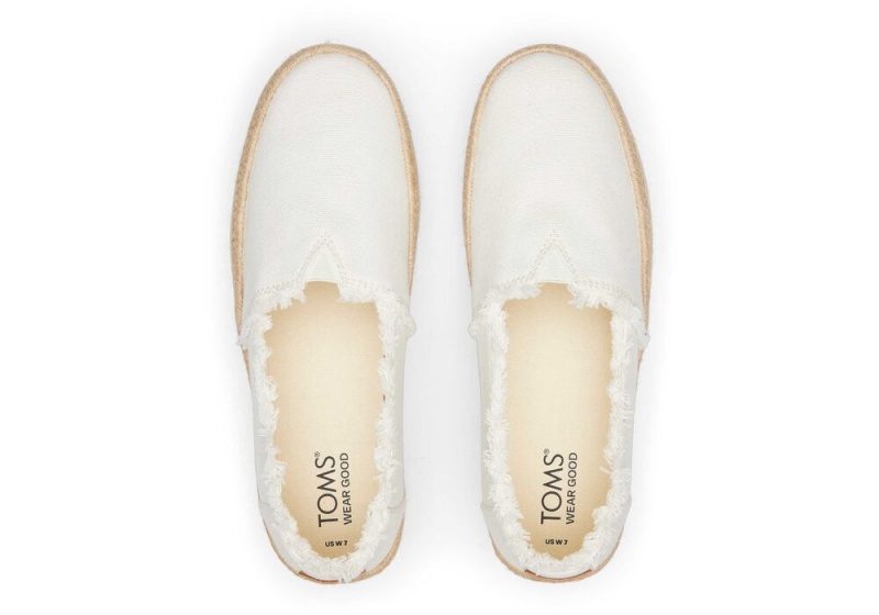 Espadryle Damskie Toms Valencia Płócienne Platformie Białe | 0623BRPZY