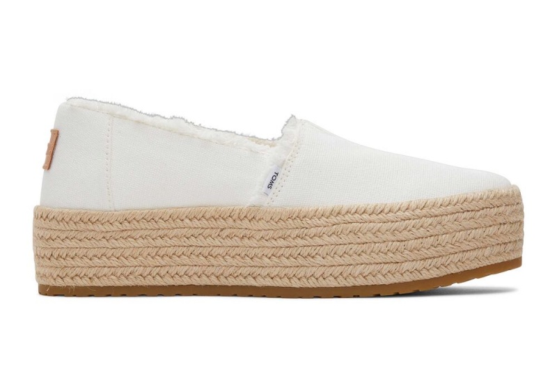 Espadryle Damskie Toms Valencia Płócienne Platformie Białe | 0623BRPZY