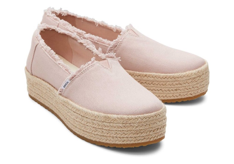 Espadryle Damskie Toms Valencia Płócienne Platformie Różowe | 8724IOXGA