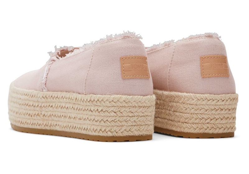 Espadryle Damskie Toms Valencia Płócienne Platformie Różowe | 8724IOXGA