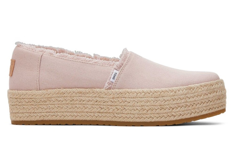 Espadryle Damskie Toms Valencia Płócienne Platformie Różowe | 8724IOXGA