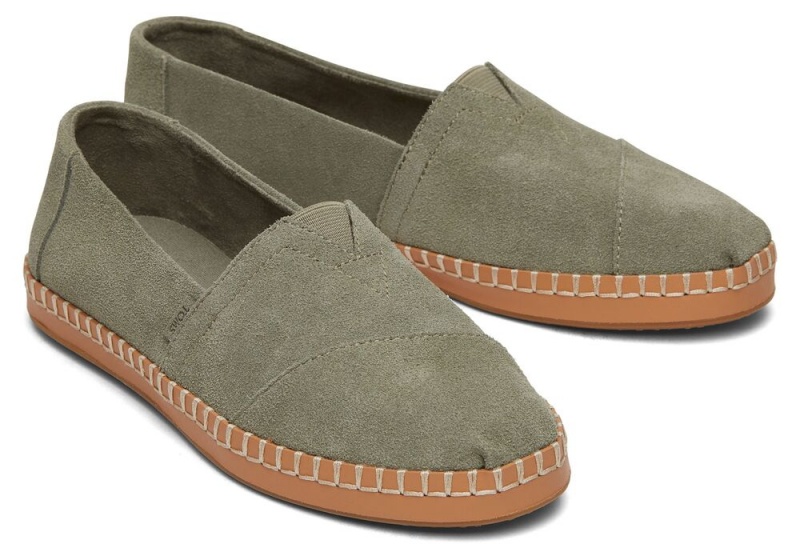 Espadryle Damskie Toms Vetiver Zamszowe Skórzane Wrap Szare | 0976DRKYT