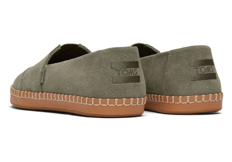 Espadryle Damskie Toms Vetiver Zamszowe Skórzane Wrap Szare | 0976DRKYT