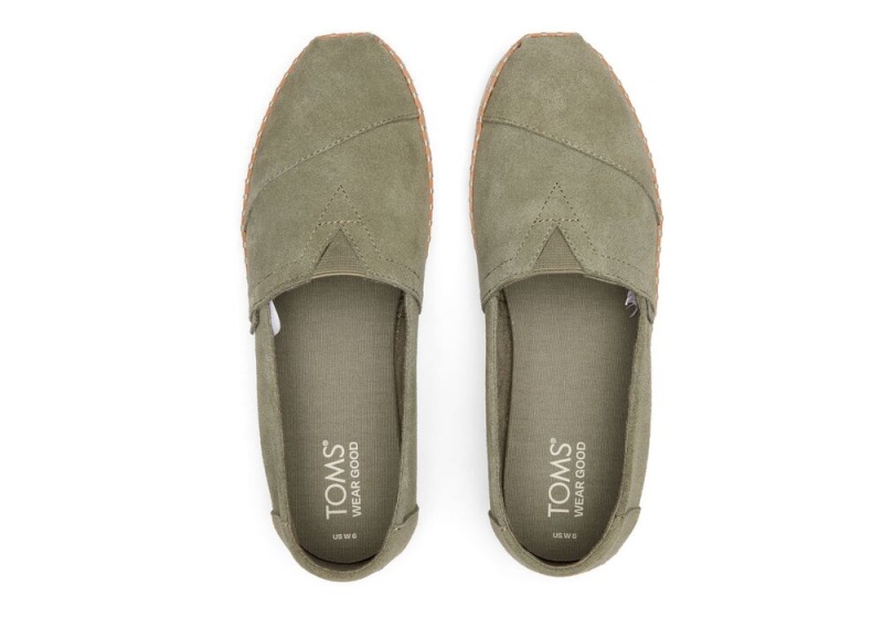 Espadryle Damskie Toms Vetiver Zamszowe Skórzane Wrap Szare | 0976DRKYT