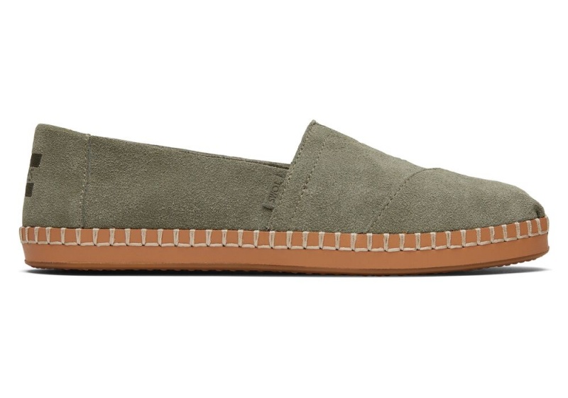 Espadryle Damskie Toms Vetiver Zamszowe Skórzane Wrap Szare | 0976DRKYT