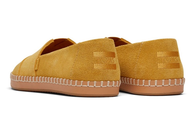 Espadryle Damskie Toms Zamszowe Skórzane Wrap Złote | 9875FUIJK