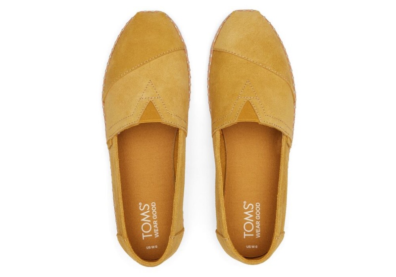 Espadryle Damskie Toms Zamszowe Skórzane Wrap Złote | 9875FUIJK