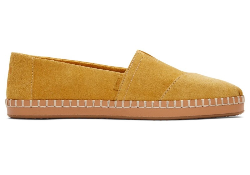 Espadryle Damskie Toms Zamszowe Skórzane Wrap Złote | 9875FUIJK