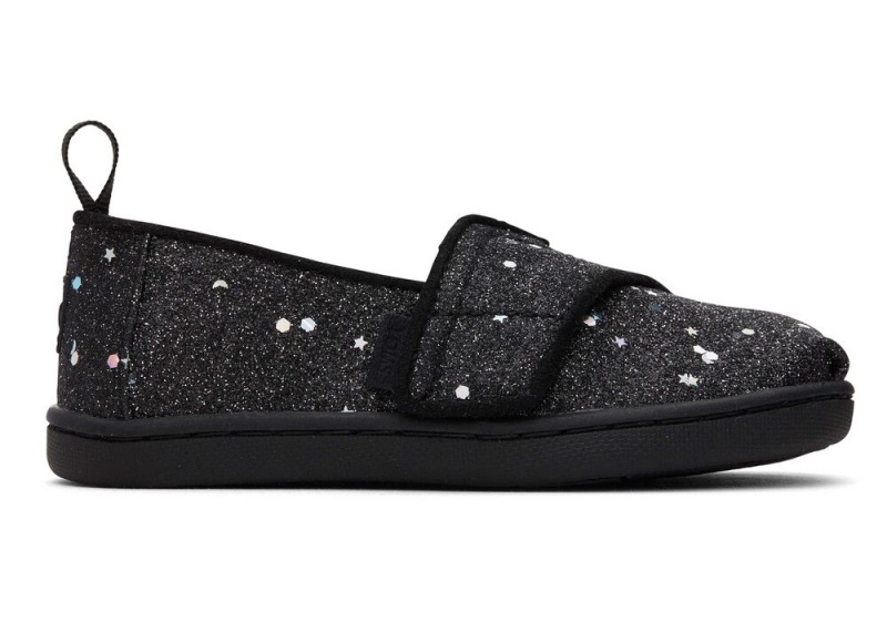 Espadryle Dziecięce Toms Cosmic Glitter Toddler Shoe Czarne | 9087AUJOQ