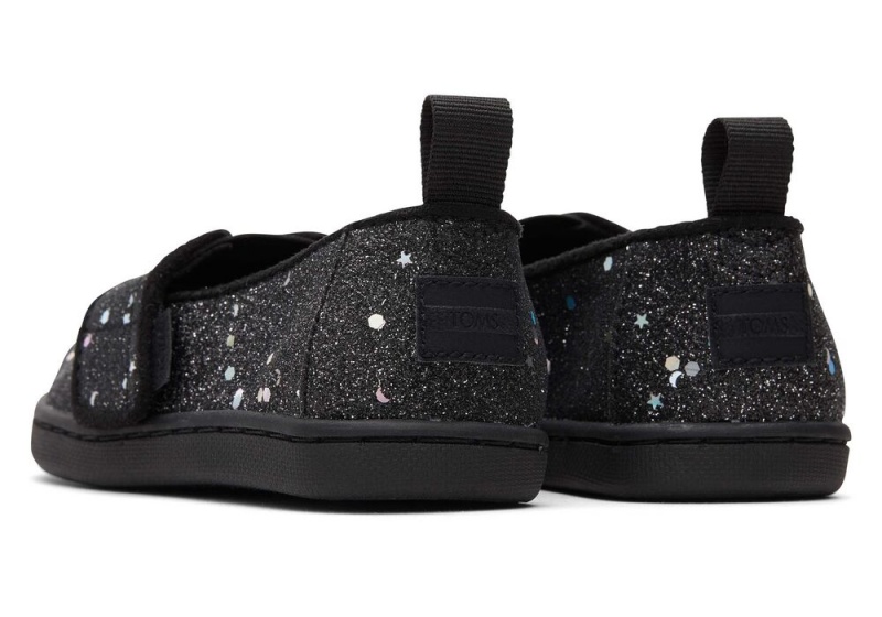 Espadryle Dziecięce Toms Cosmic Glitter Toddler Shoe Czarne | 9087AUJOQ