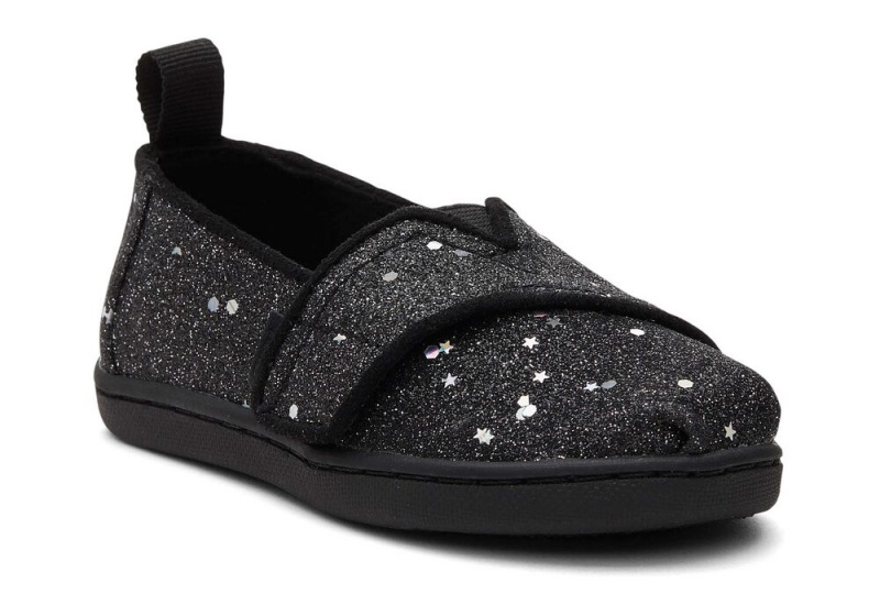 Espadryle Dziecięce Toms Cosmic Glitter Toddler Shoe Czarne | 9087AUJOQ