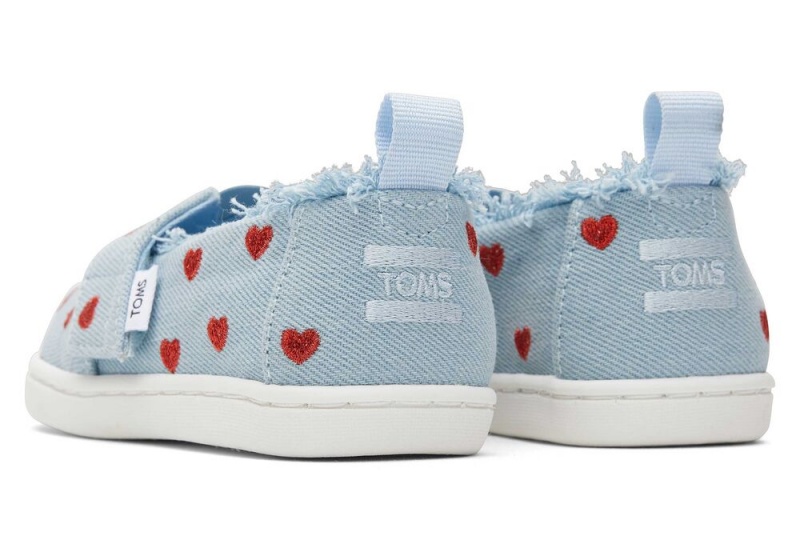 Espadryle Dziecięce Toms Denim Hearts Toddler Shoe Niebieskie | 6581XJWQE