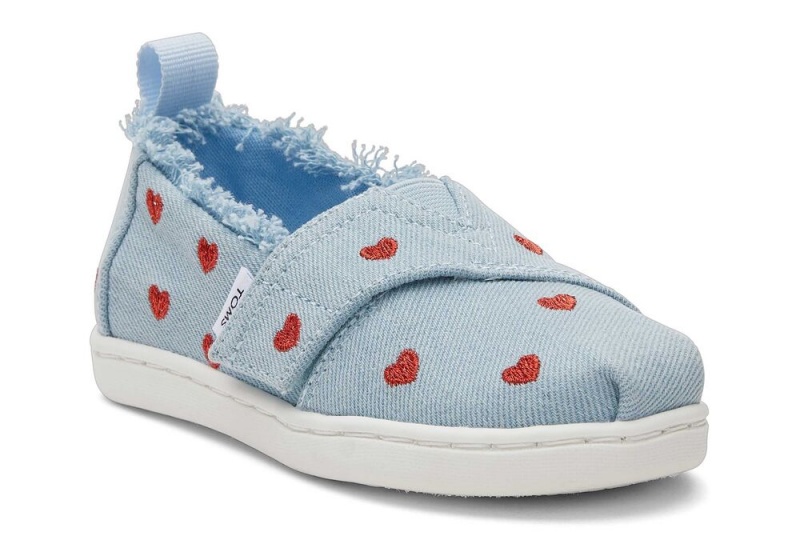 Espadryle Dziecięce Toms Denim Hearts Toddler Shoe Niebieskie | 6581XJWQE