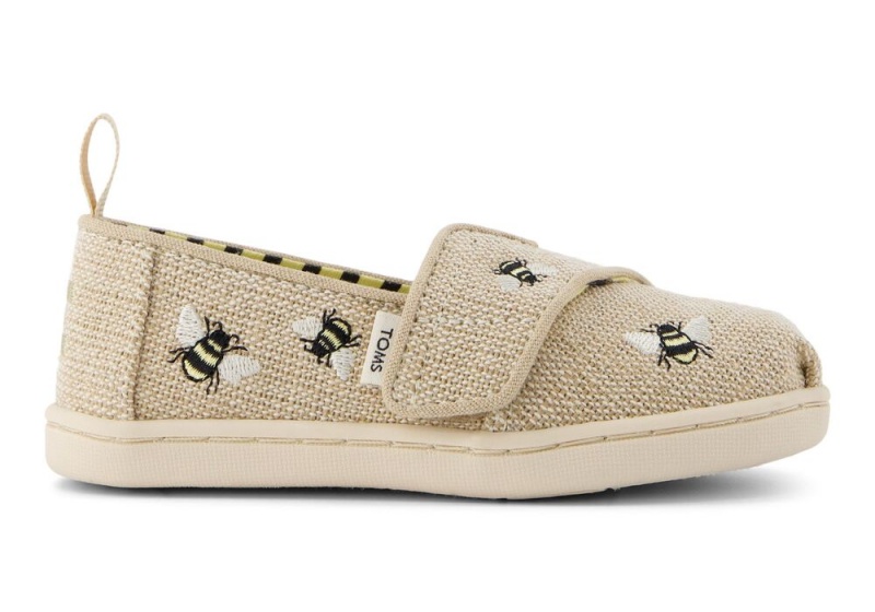 Espadryle Dziecięce Toms Embroidered Bees Toddler Shoe Beżowe | 2015YVTCX