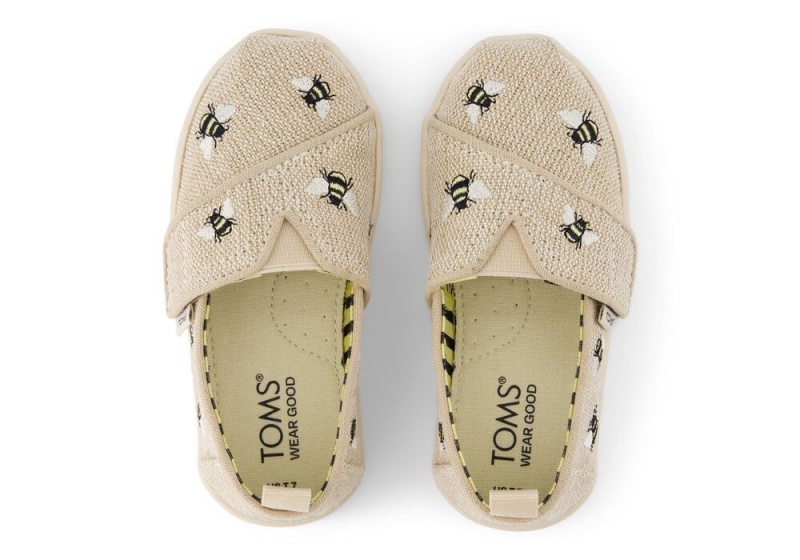 Espadryle Dziecięce Toms Embroidered Bees Toddler Shoe Beżowe | 2015YVTCX