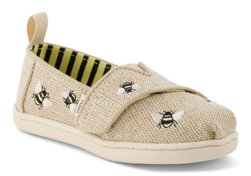 Espadryle Dziecięce Toms Embroidered Bees Toddler Shoe Beżowe | 2015YVTCX