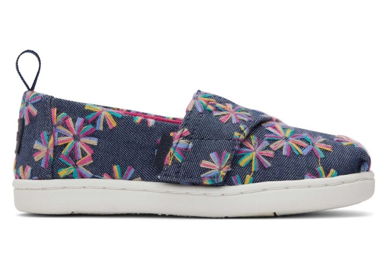 Espadryle Dziecięce Toms Embroidered Floral Toddler Shoe Granatowe | 7043FSVCU