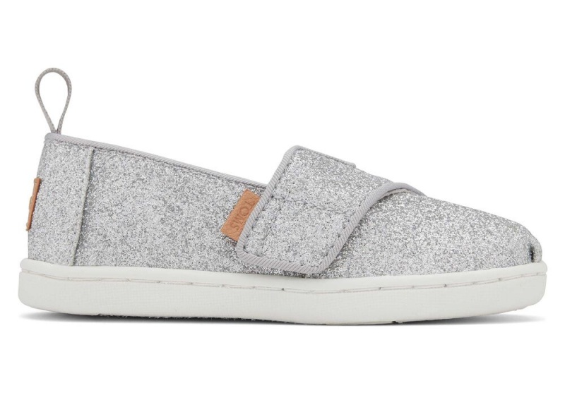 Espadryle Dziecięce Toms Glitter Toddler Shoe Srebrne | 9450MOZWC