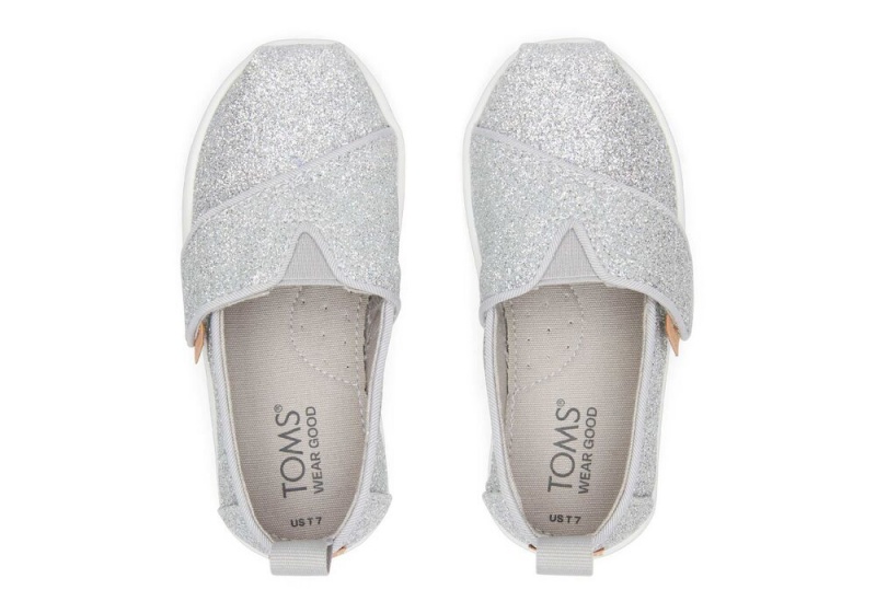 Espadryle Dziecięce Toms Glitter Toddler Shoe Srebrne | 9450MOZWC