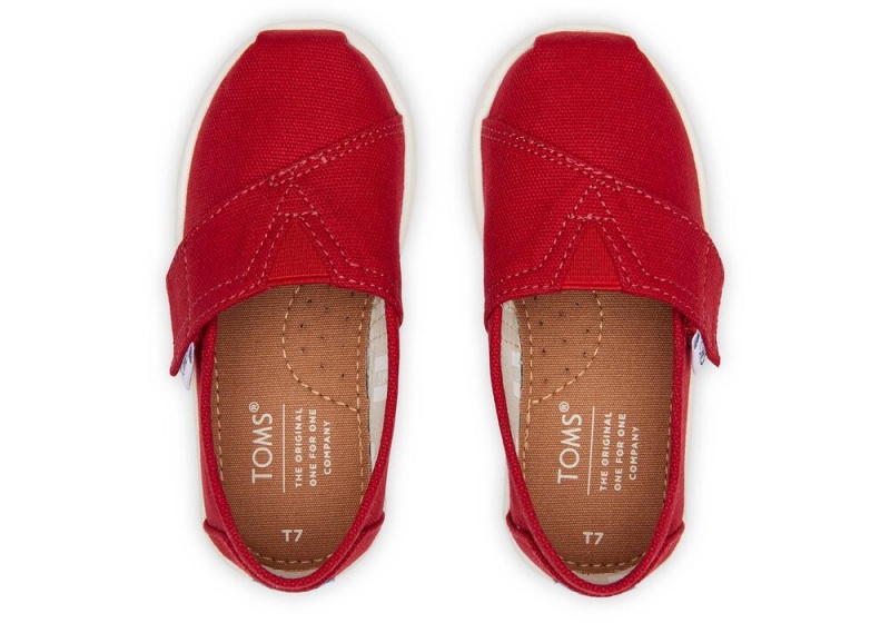 Espadryle Dziecięce Toms Płócienne Toddler Shoe Czerwone | 7348VTFRW