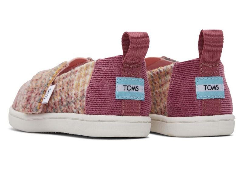 Espadryle Dziecięce Toms Plaid Tweed Toddler Shoe Różowe | 8576FKQMJ